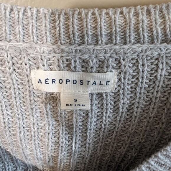 NWT AEROPOSTALE Women’s Shaker Cardigan Small – Light Gray Long Sleeve Button Up - Picture 3 of 4